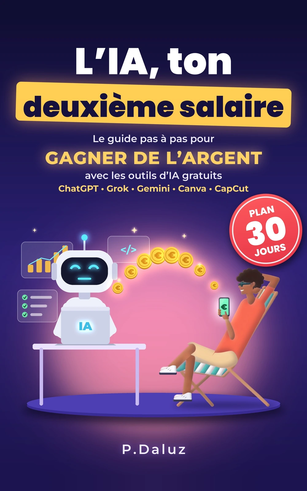 Couverture du livre « L'IA, ton deuxième salaire » de P.Daluz (guide IA)